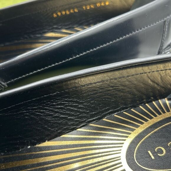 Men\'s Gucci gold logo embellished leather loafers  size 12.5 made in Italy main image 6